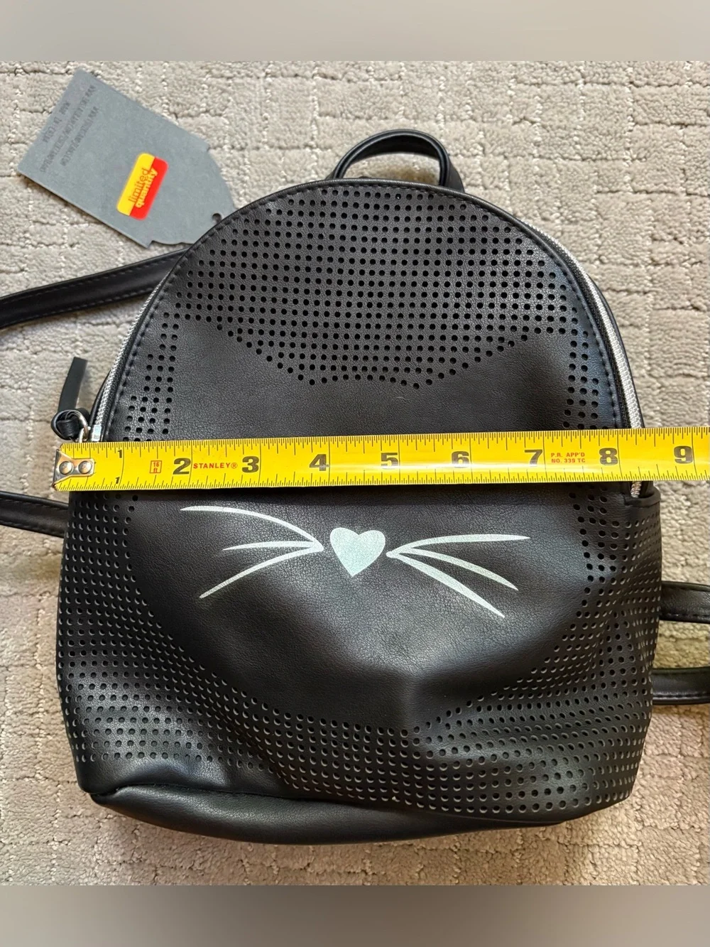 T-Shirt & Jeans Black Cat Mini Backpack with White Whisker Detail